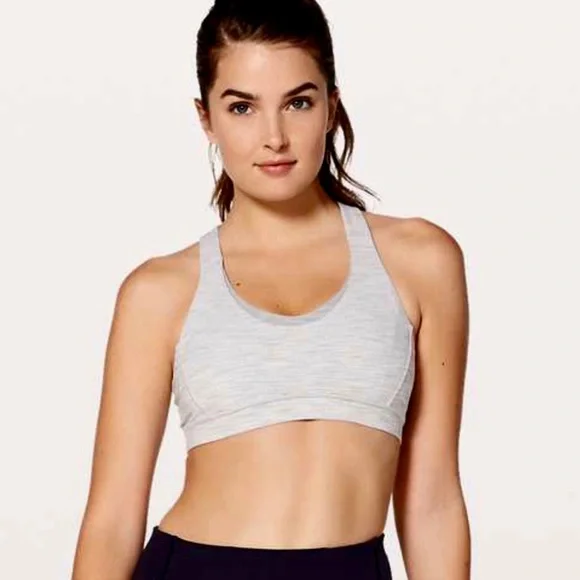 Lululemon Stash N Run bra 6 Gray White - Picture 1 of 8